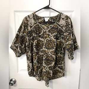 SIGRID OLSEN Embroidered Floral Boho Top Size S